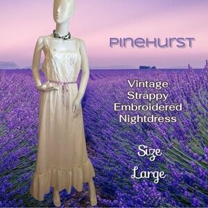 Pinehurst Lingerie Cream Purple Floral  Embroidered Nightdress 6477 Large